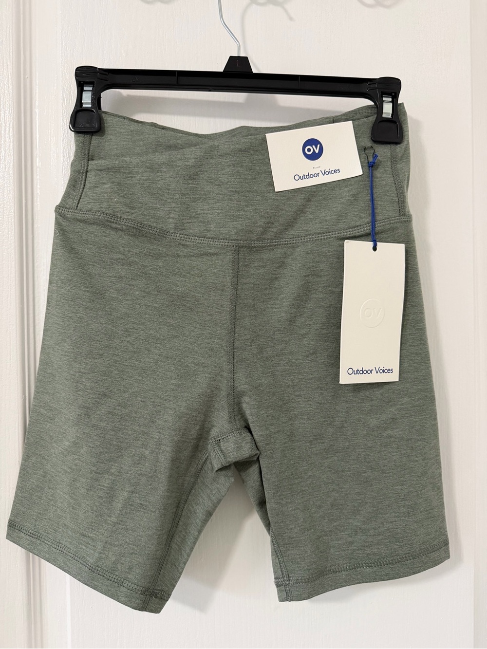 Outdoor Voices Olive Sage High-Rise Bike Shorts